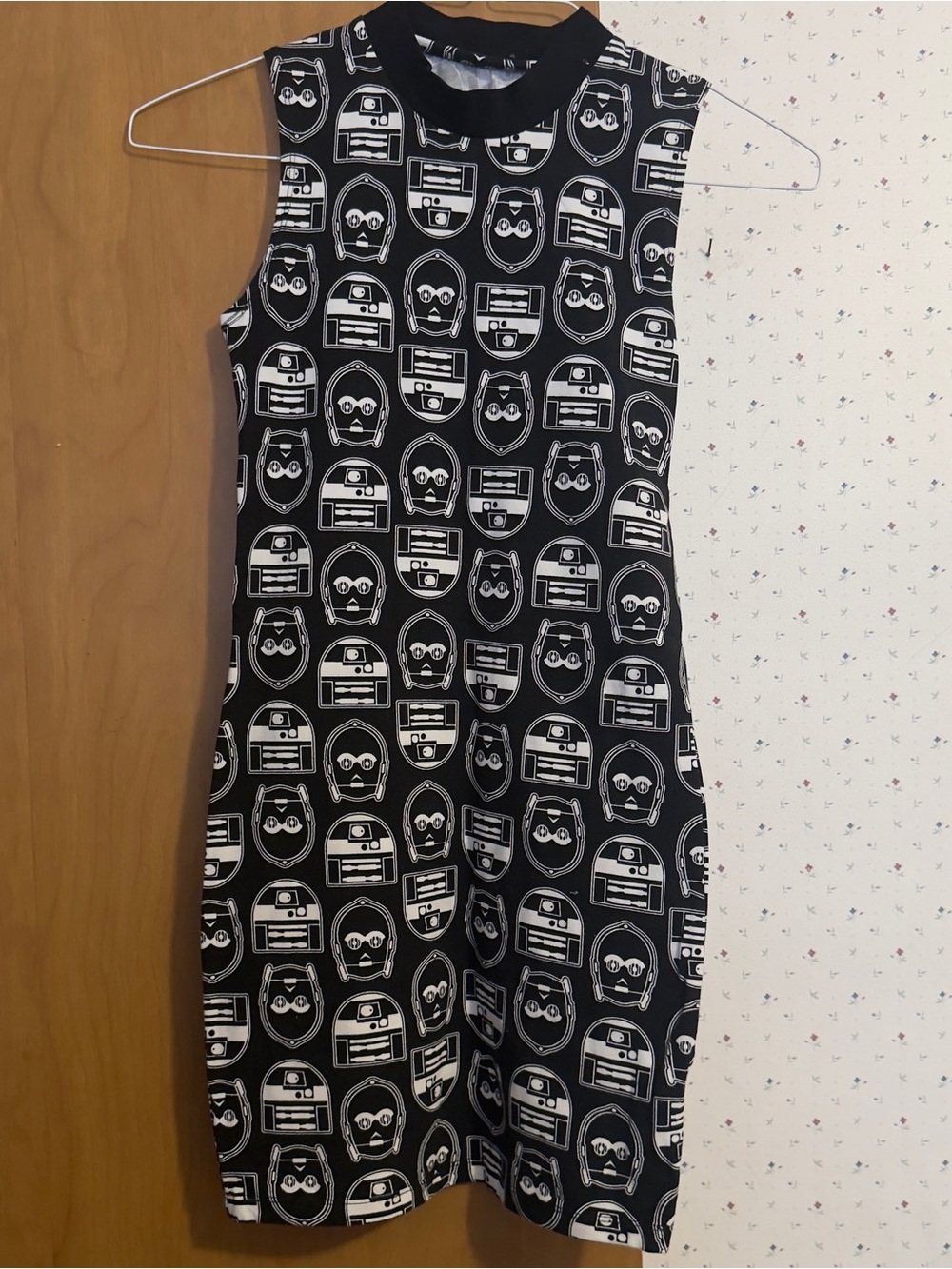 Star Wars Black and White Droid Print Sleeveless Dress